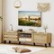 Oak TV Stand 71” Media Console with Sliding Doors, 2 Side Cabinets & Middle Shelves, Supports TVs up to 80”